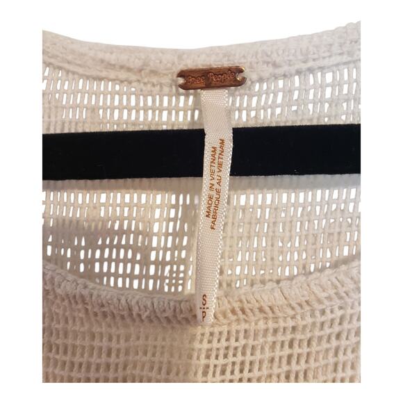 FREE PEOPLE Cami Tank Top size S Sheer Ivory White Lace Sleeveless Cropped - Picture 3 of 8